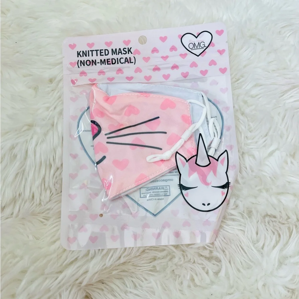 New OMG girl Kids Pink Heart Unicorn Face Mask cute soft beautiful 🎁 stylish